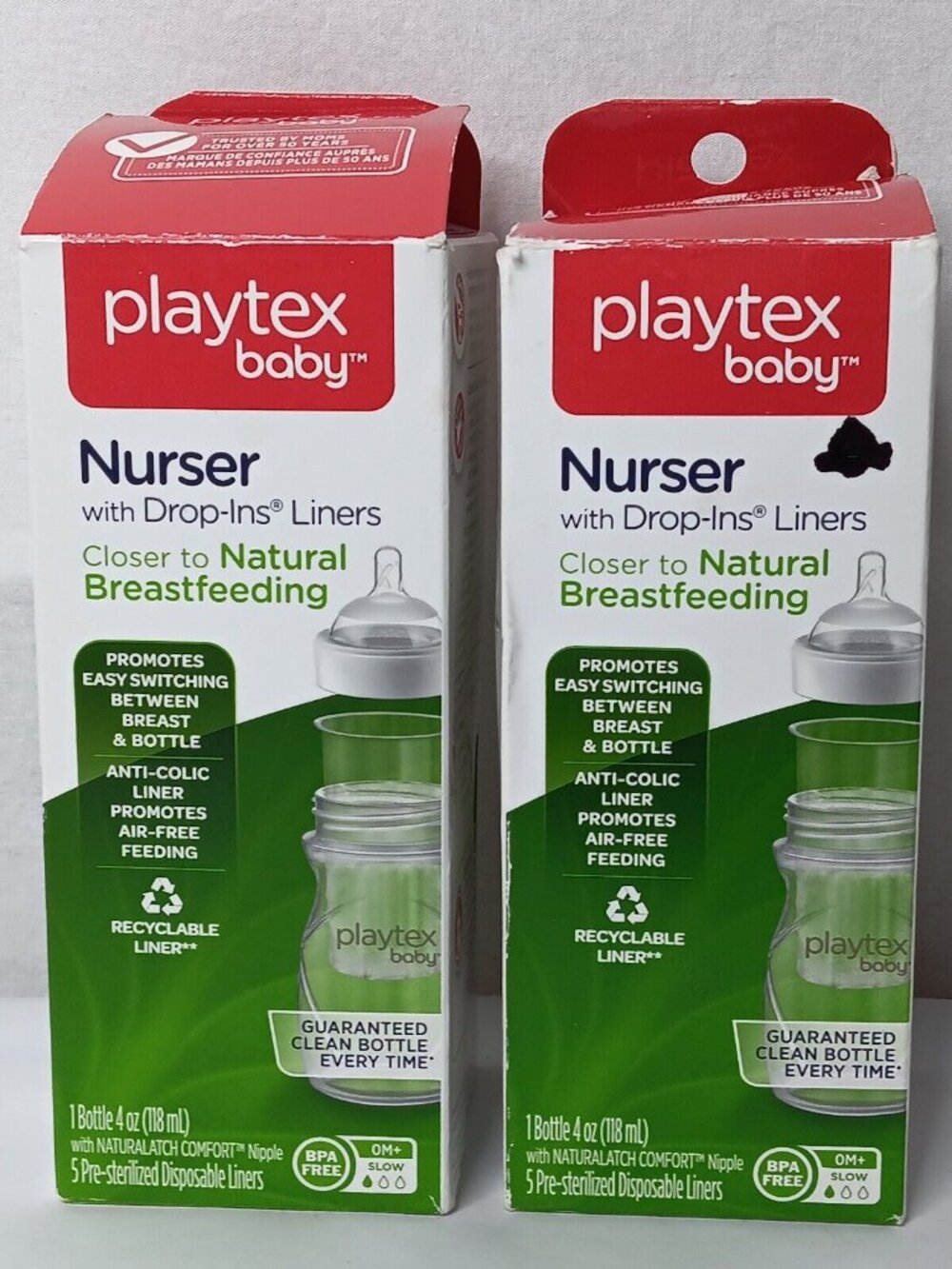 Playtex Baby Nurser Drop In Liners Pair 4oz Bottles Liners Missing Lid Open READ